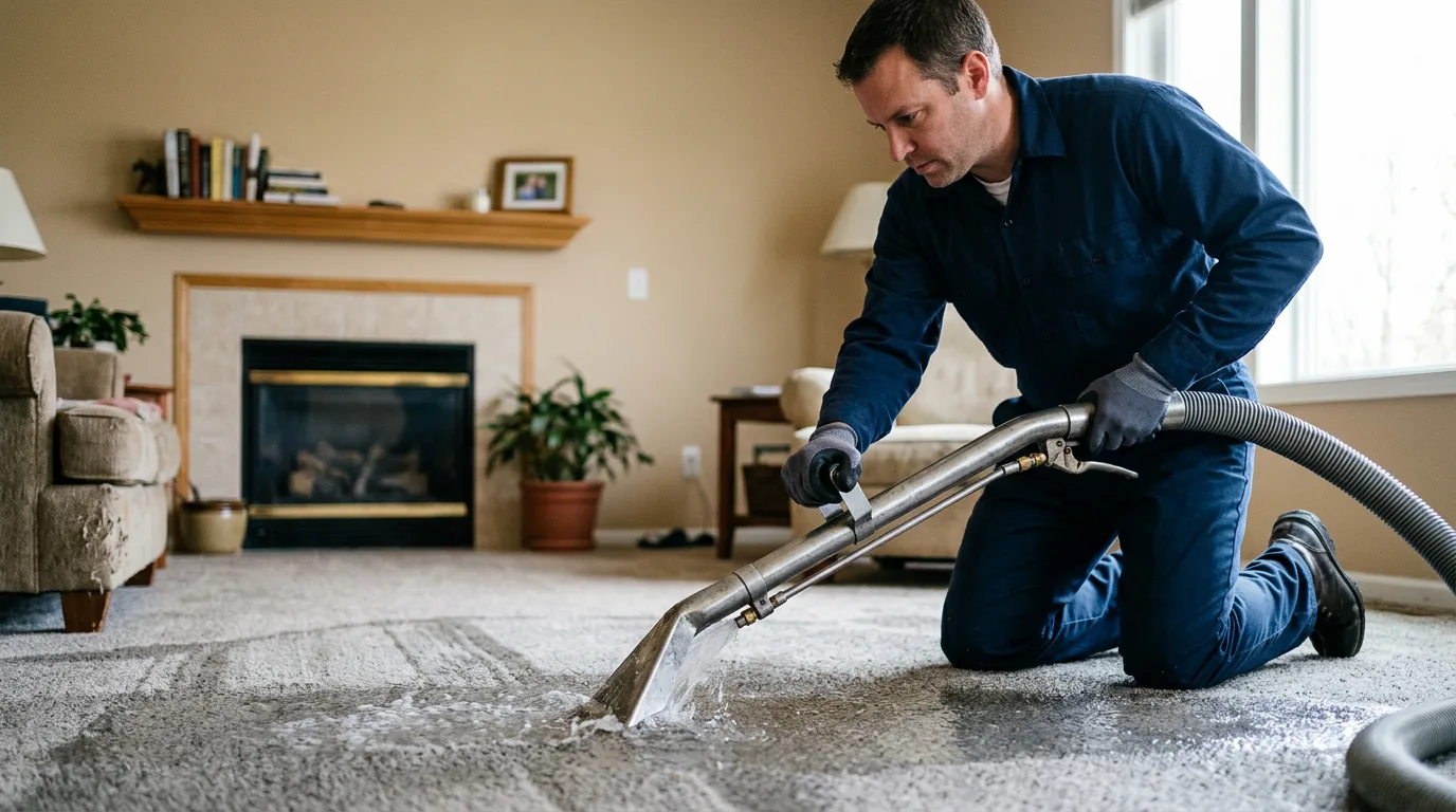 Water damage restoration technician working near Fredericksburg, PA